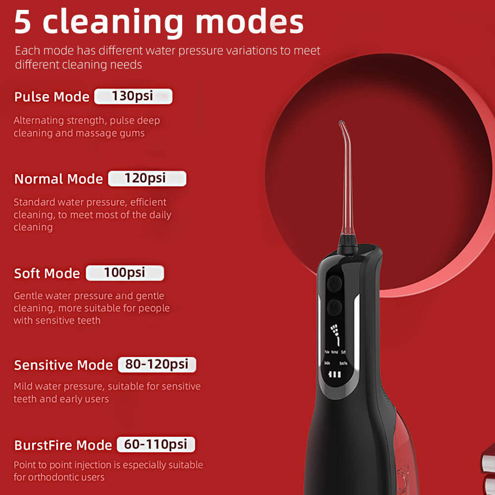 Noyafa Cordless Water Dental Flosser Teeth Cleaner, 330ML IPX7 USB Rechargeable 5 Modes Irrigate for Oral Care L12