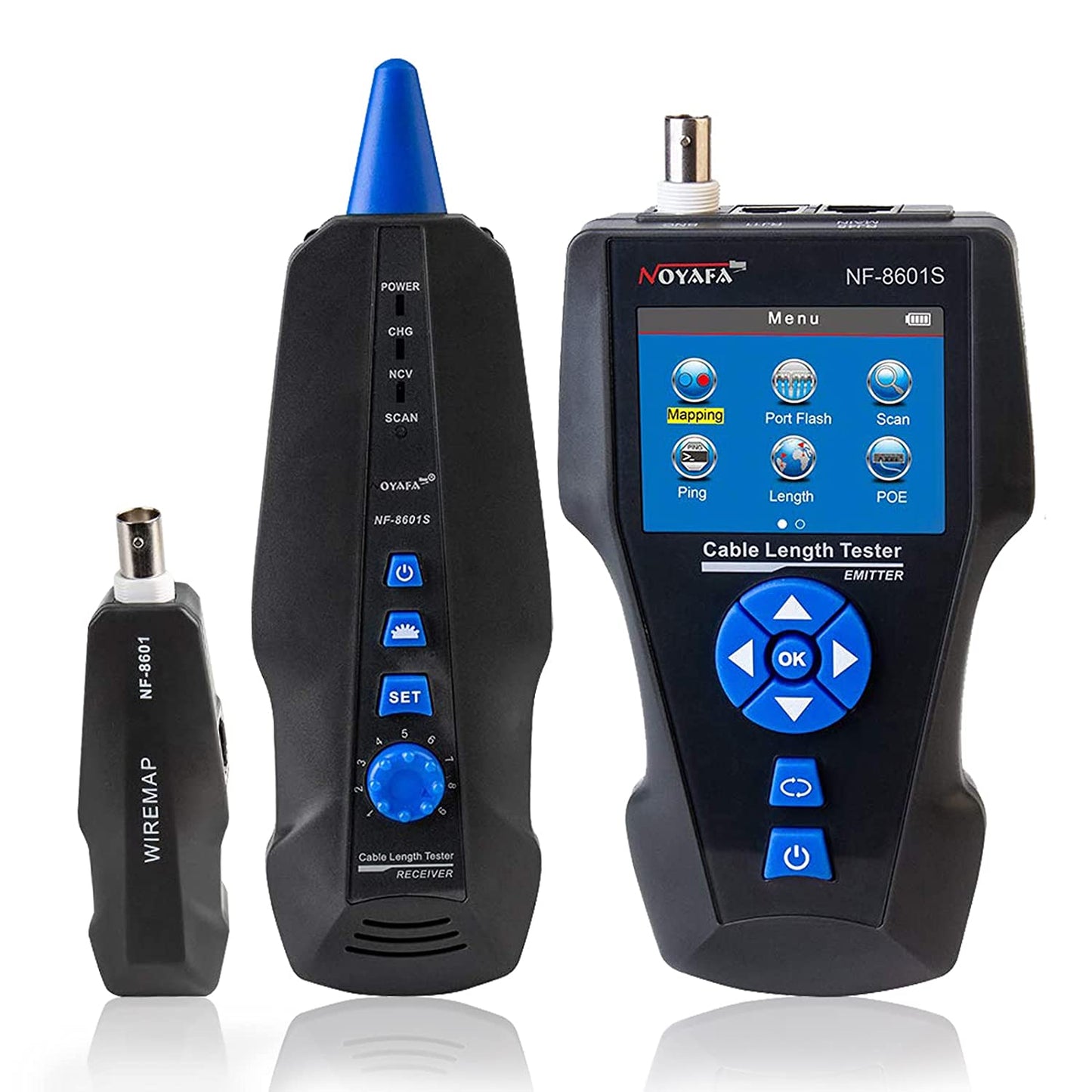 Noyafa NF-8601S Comprehensive Network Cable Tracer Tester Using TDR & with PoE / Ping for RJ45, RJ11, BNC, Metal Cables