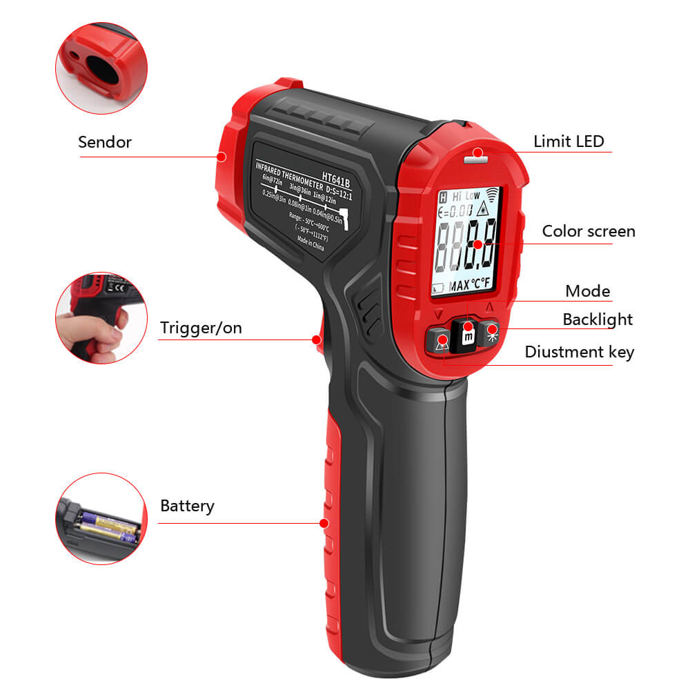 Noyafa Non-Contact Infrared Thermometer for Cooking -50 °C to 600 °C(-58 °F to 1112 °F), Digital Display HT-641B