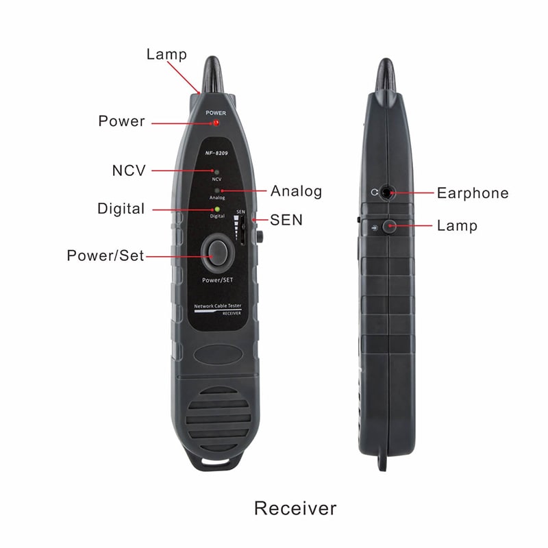 Noyafa NF-8209 Network Tone Generator and Probe Kit with Cable Testing Capabilities like Wiremap, Length, PoE