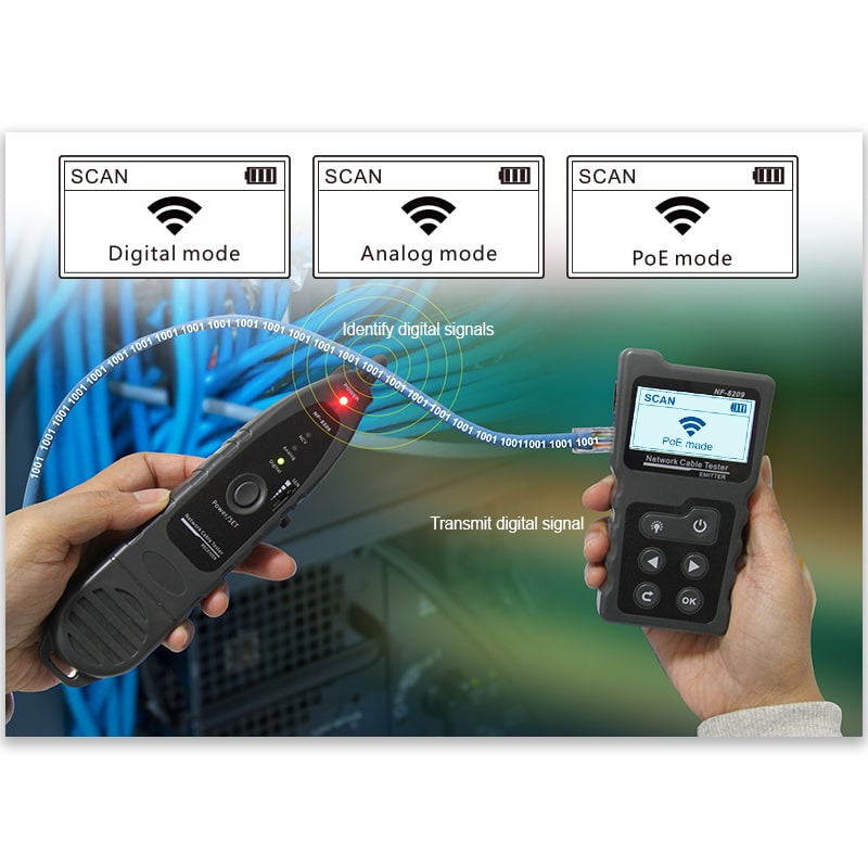 Noyafa NF-8209 Network Tone Generator and Probe Kit with Cable Testing Capabilities like Wiremap, Length, PoE