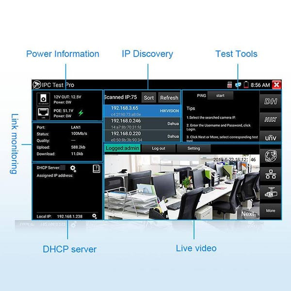 ip hd camera cctv test monitor all in one nf 715