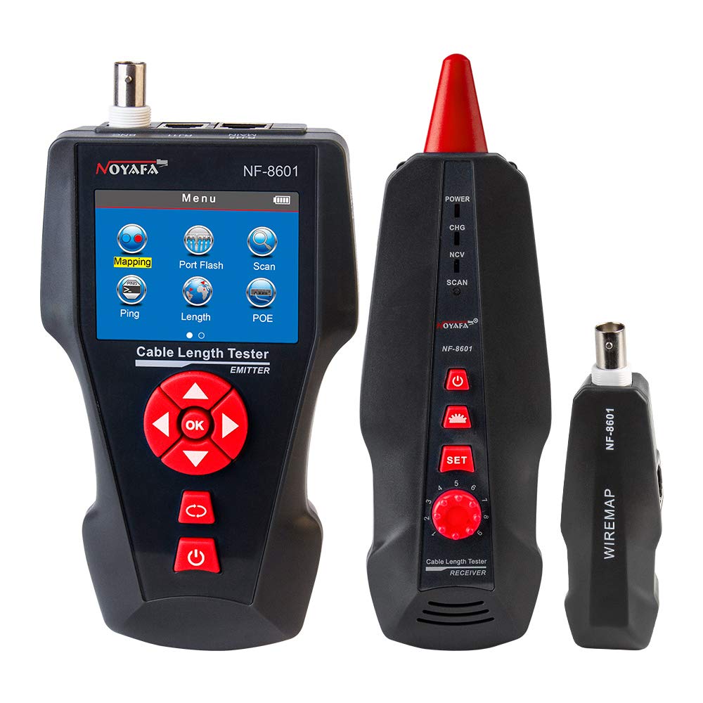 Noyafa NF-8601S Comprehensive Network Cable Tracer Tester Using TDR & with PoE / Ping for RJ45, RJ11, BNC, Metal Cables