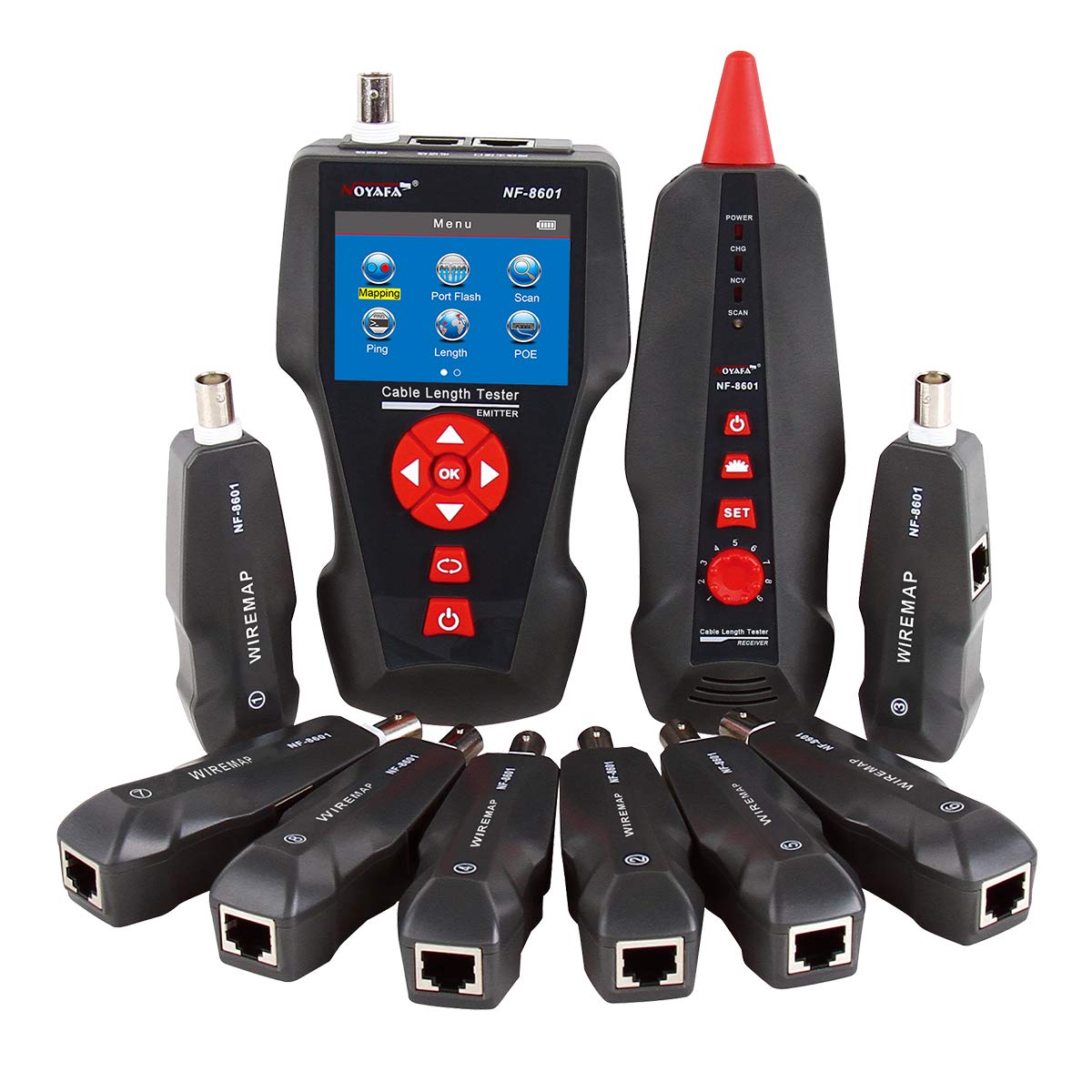 Noyafa NF-8601S Comprehensive Network Cable Tracer Tester Using TDR & with PoE / Ping for RJ45, RJ11, BNC, Metal Cables