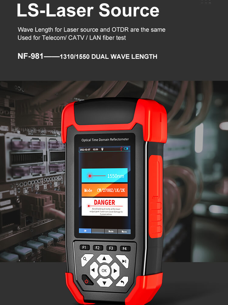 NOYAFA NF-981 OTDR Fiber Tester for 1310/1550mm with Visual Fault Locator & Optical Power Meter