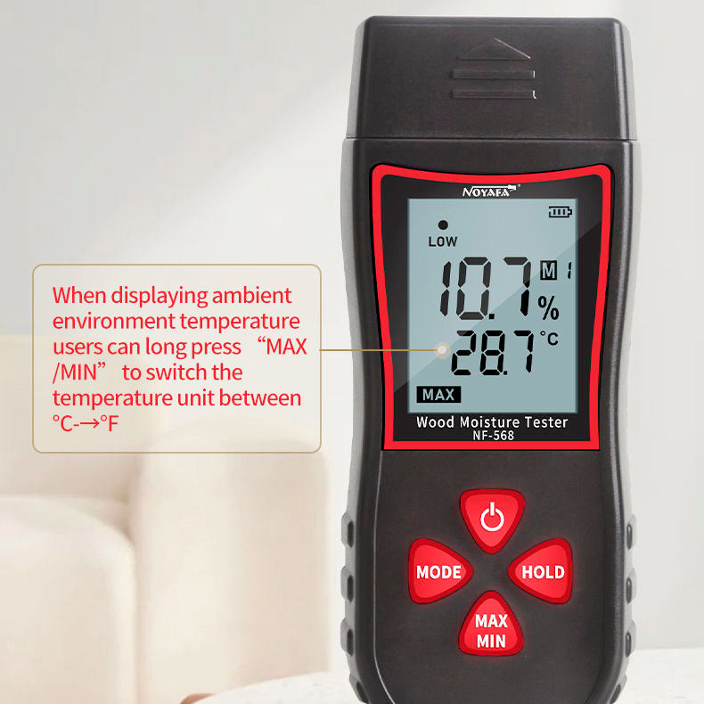 Noyafa NF-568 Wood Moisture Tester with Dual High-Precision Pins for Accurate Reading of Wood or Building Materials Moisture Content