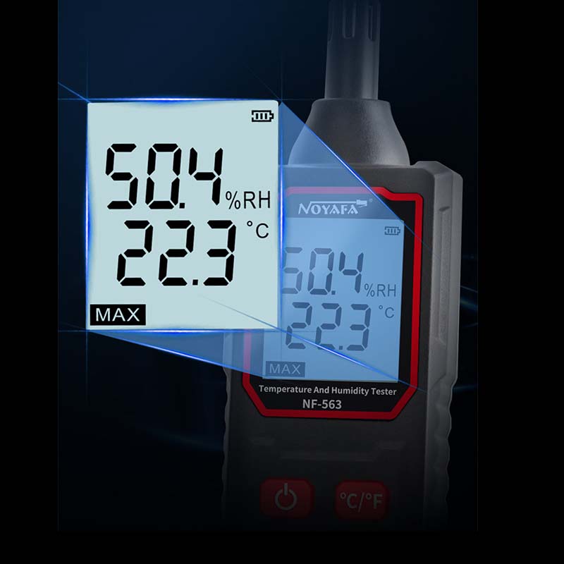NOYAFA NF-563 Digital Thermometer Humidity Meter With Ambient Dew Point  Test, Unit Switching, HD Backlight, Data Hold