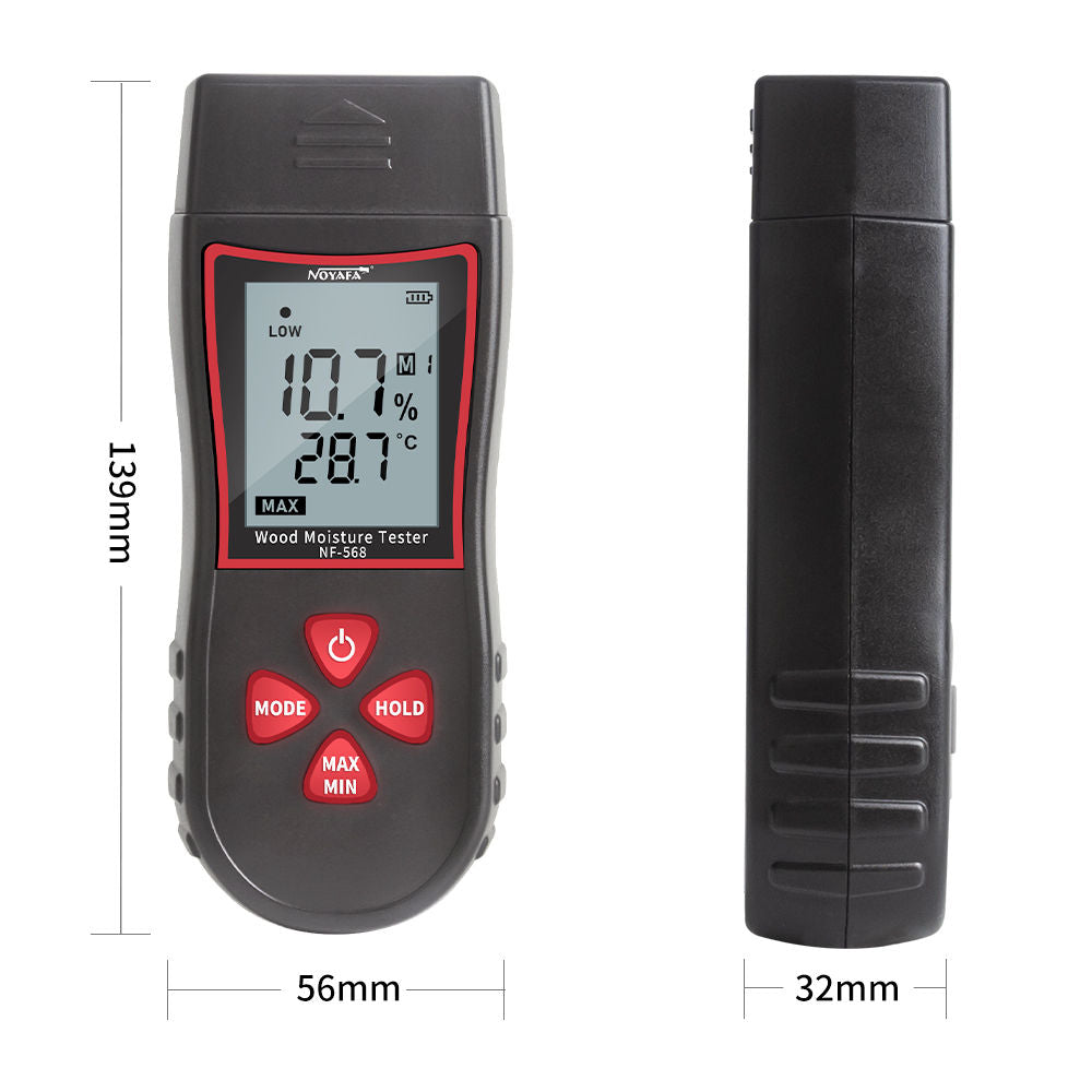 Noyafa NF-568 Wood Moisture Tester with Dual High-Precision Pins for Accurate Reading of Wood or Building Materials Moisture Content