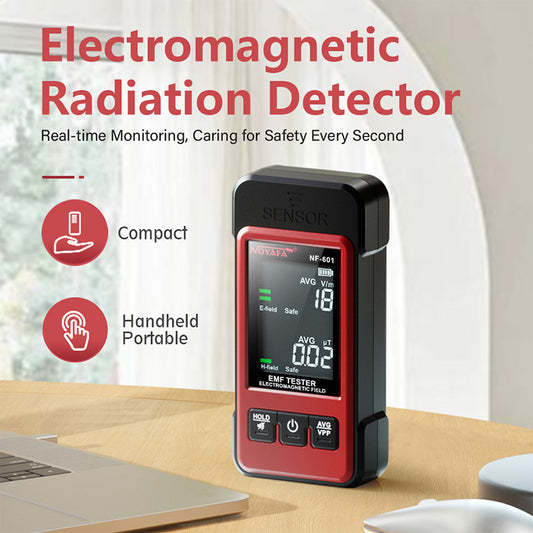 Noyafa NF-601 Portable Electromagnetic Radiation Detector EMF Tester with Real-Time Monitoring and Audio-Visual Alarm