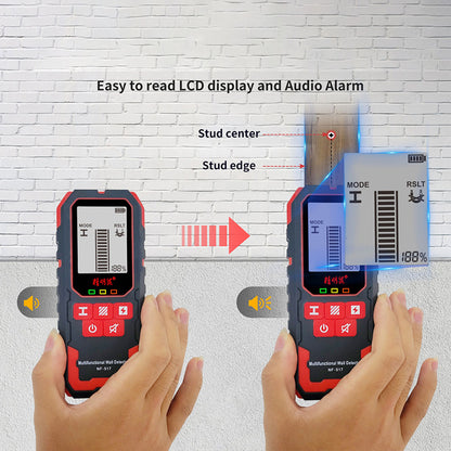 The stud finder wall scanner can quickly detect wood, metal, pipes, and AC wires in walls.