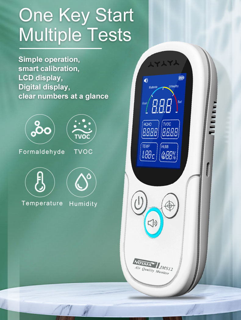 JMS12  Formaldehyde Tester  Detect The TVOC  CO2  Tumidity Temperature  Formaldehyde Safe levels