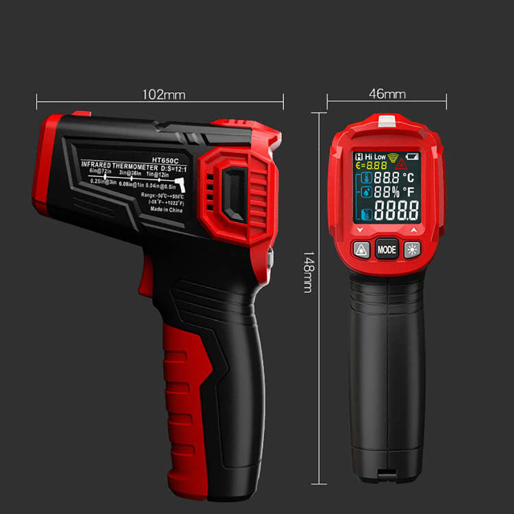 Digital Infrared Thermometer: Range -76°–932°F, -60°–500°C