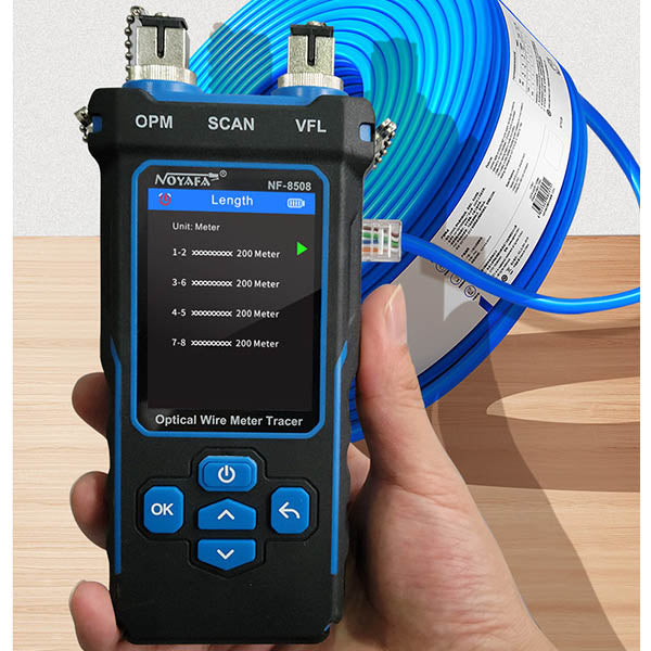 Noyafa NF-8508 Optical Wire Meter with Visual Fault Locator, OPM, Wire Map,  Cable Trace, CAT5, CAT6, Length Measuring, PoE Test, Port Flash