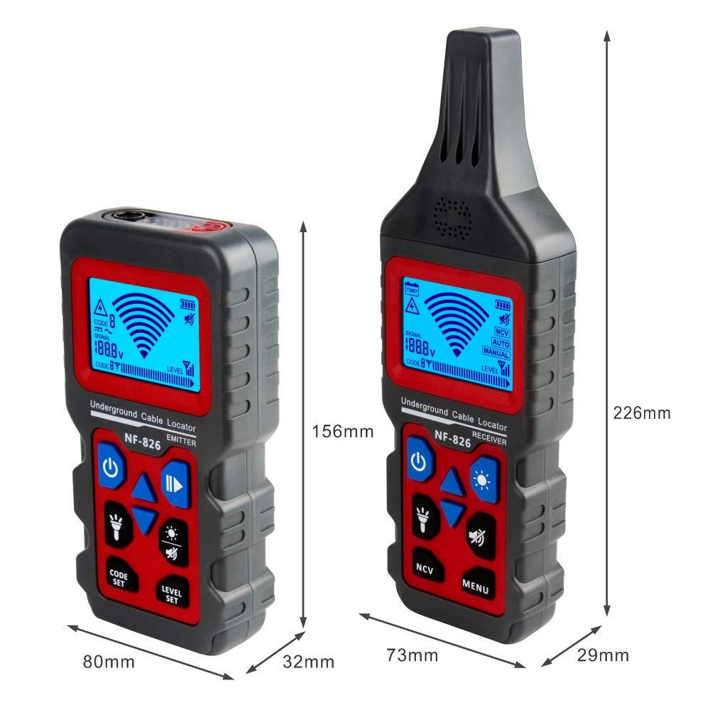 Noyafa NF-826 Professional Underground Wire Locator to Detect the Specific Location and Fault of Buried Wires or Cables