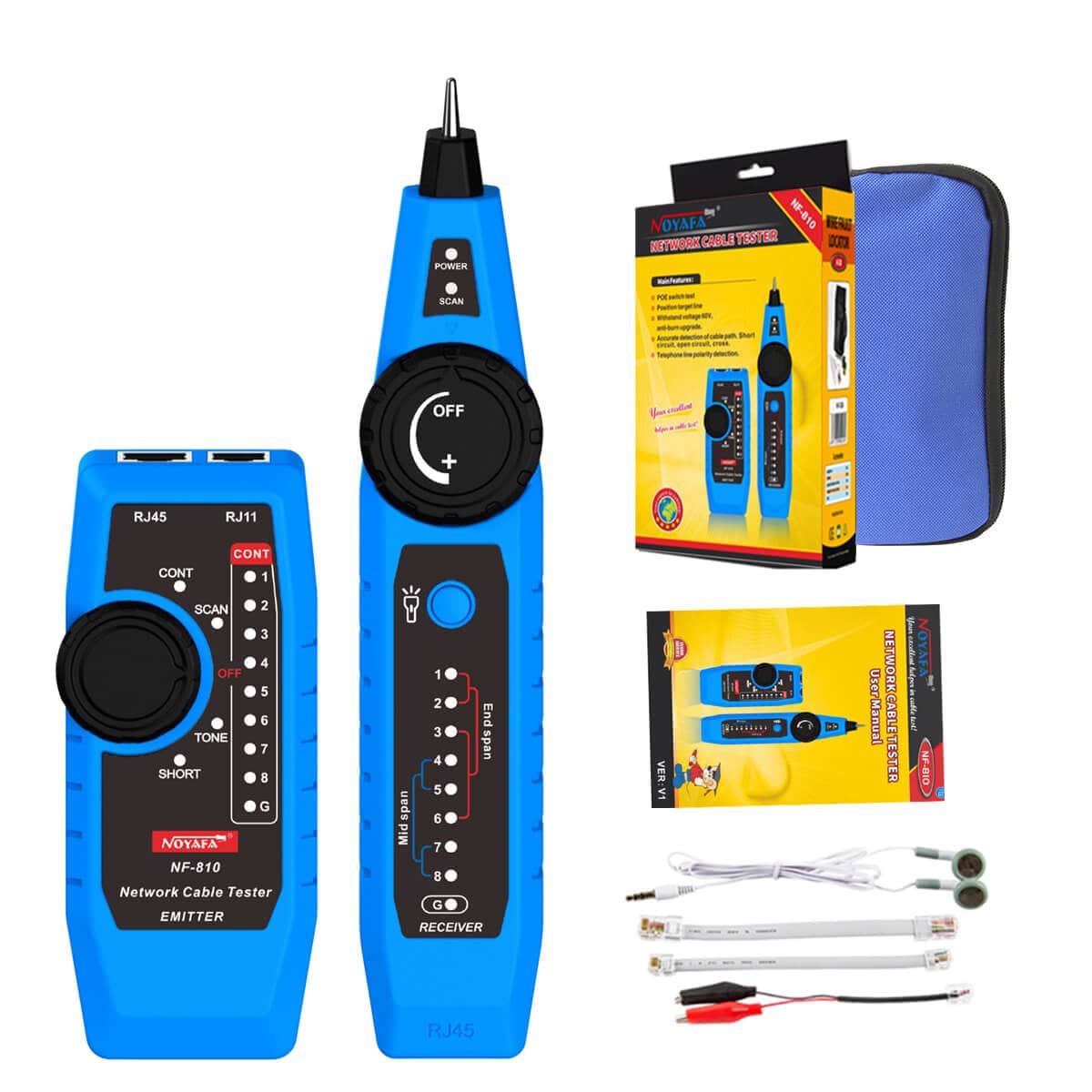 Noyafa NF-810 Network and Telephone Cable Tracker with Wire Map Testing