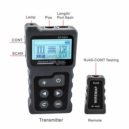 Noyafa NF-8209 Network Tone Generator and Probe Kit with Cable Testing Capabilities like Wiremap, Length, PoE