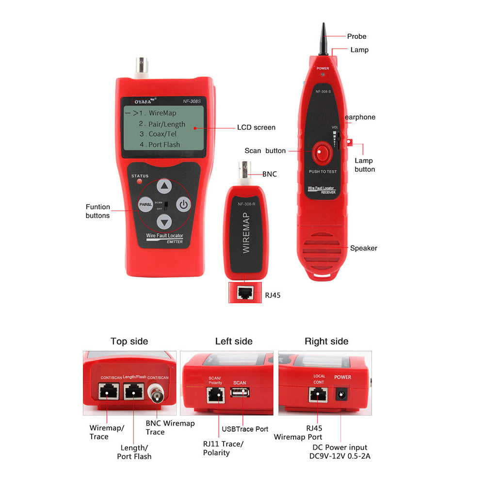 Noyafa NF-308S Wire Fault Locator, Wire Tracker Network/Telephone wire/Coaxial Cable Tester, Cable Length Measurement