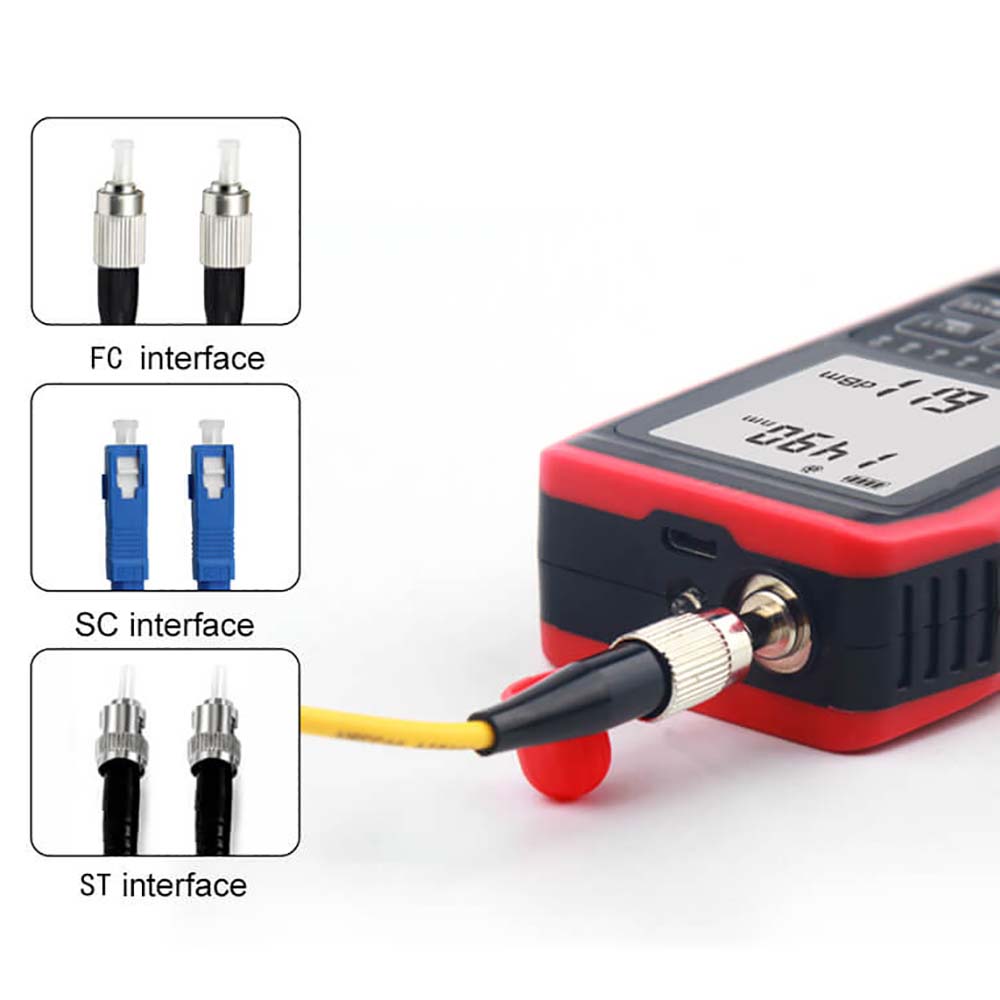 The optical power meter support FC, SC, ST interface
