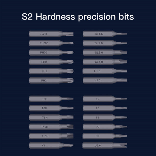 There are 24 pieces hardness precision bits
