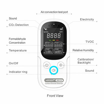 Noyafa Монитор качества воздуха в помещении Точный тестер для CO2 TVOC Формальдегид Температура Влажность JMS12C